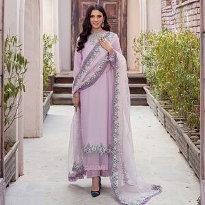 Elegant Embroidered Pink Dress Set